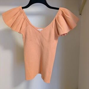 Mango Coral Ruffle Sleeve Blouse Size Small